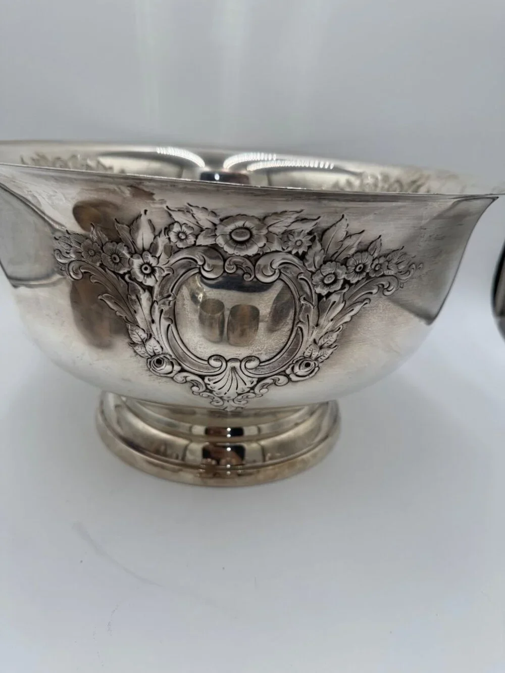 Antique Silver Plated Punch Bowl Set Matching Cups Ladle Vintage  Leonard Sheffi